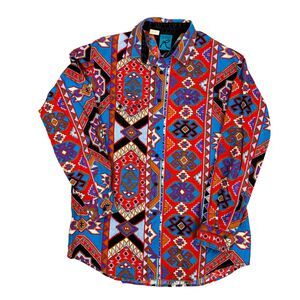 VTG Roper Aztec Southwestern Funky Cowboy Brushpopper Button Down Shirt